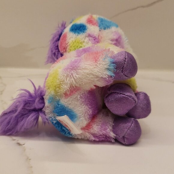 TY 2014 Beanie Baby Wishful 7" tall Polka Dots Unicorn Purple Fur Plush St - Picture 5 of 11